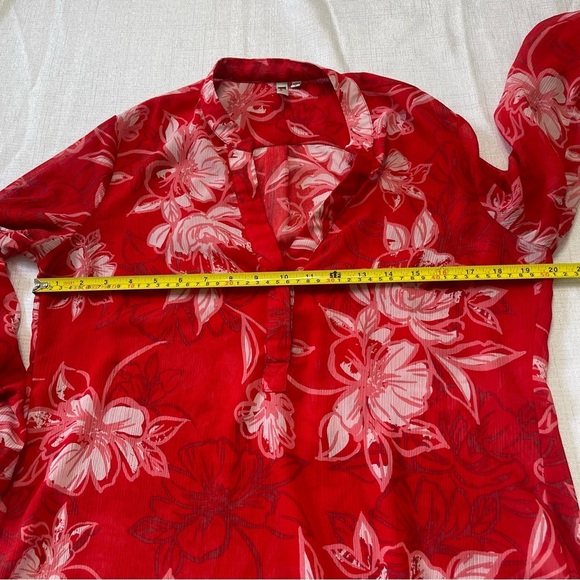 Kut FromThe Kloth Red Floral Lightweight Sheer Casual Long Sleeves Blouse Size S - Picture 4 of 11